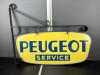 24-003  Peugeot emaille reclame bord dubbelzijdig incl steun