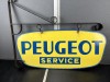 24-003  Peugeot emaille reclame bord dubbelzijdig incl steun