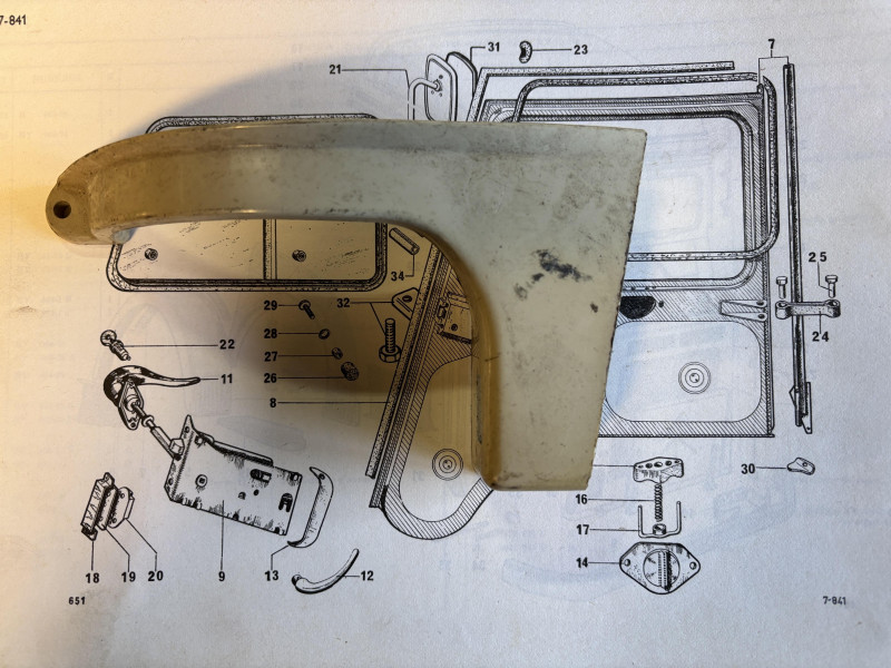 HY844186a-u  Interior door handle left, 9/1970–>, Citroen HY