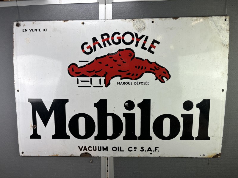 24-063  XXL Mobiloil Emaille-Werbeschild 1934 120 x 80 cm